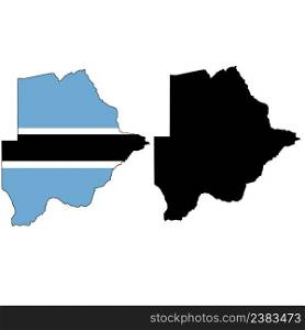 Botswana map on white background. Botswana country flag inside country border map. flat style.