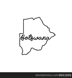 Botswana outline map with the handwritten country name. Continuous line drawing of patriotic home sign. A love for a small homeland. T-shirt print idea. Vector illustration.. Botswana outline map with the handwritten country name. Continuous line drawing of patriotic home sign
