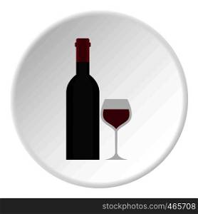 Bottle and glass icon in flat circle isolated on white background vector illustration for web. Bottle and glass icon circle