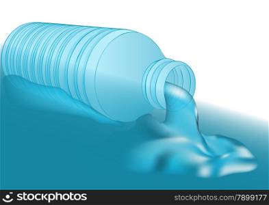 bottle and water. plastic bottle with flow of water
