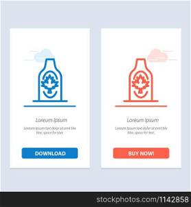 Bottle, Autumn, Canada, Leaf, Maple Blue and Red Download and Buy Now web Widget Card Template