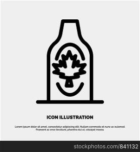 Bottle, Autumn, Canada, Leaf, Maple Line Icon Vector