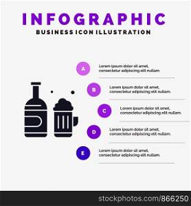 Bottle, Beer, Cup, Canada Solid Icon Infographics 5 Steps Presentation Background
