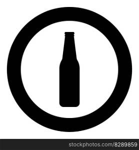 Bottle beer with glass icon in circle round black color vector illustration image solid outline style simple. Bottle beer with glass icon in circle round black color vector illustration image solid outline style