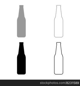 Bottle beer with glass set icon grey black color vector illustration image simple solid fill outline contour line thin flat style. Bottle beer with glass set icon grey black color vector illustration image solid fill outline contour line thin flat style