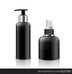 Bottle black products mockup cosmetic design collection isolated on whtie background vector illustration