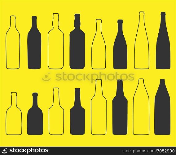 Bottle. Bottle Line Icon Design. Vector bottles silhouette illustration.