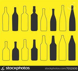 Bottle. Bottle Line Icon Design. Vector bottles silhouette illustration.