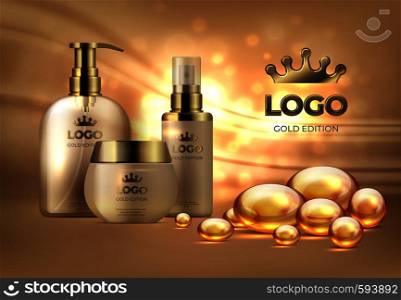 Bottle cosmetic mock up. Beauty template cosmetics products for smooth skin women with vitamin e and organic oil. Vector isolated image spa product. Bottle cosmetic mock up. Beauty template cosmetics products for smooth skin women with vitamin e and organic oil. Vector image spa product