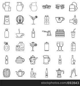Bottle crate icons set. Outline style of 36 bottle crate vector icons for web isolated on white background. Bottle crate icons set, outline style