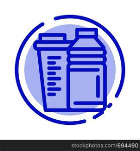 Bottle, Drink, Energy, Shaker, Sport Blue Dotted Line Line Icon