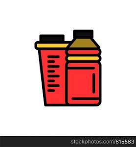 Bottle, Drink, Energy, Shaker, Sport Flat Color Icon. Vector icon banner Template