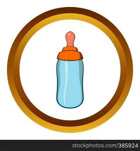 Bottle feeding vector icon in golden circle, cartoon style isolated on white background. Bottle feeding vector icon, cartoon style