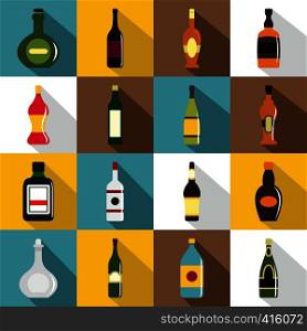 Bottle forms icons set. Flat illustration of 16 bottle forms vector icons for web. Bottle forms icons set, flat style