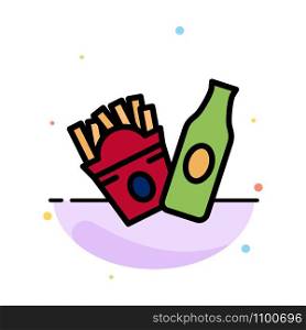 Bottle, Fries, American Abstract Flat Color Icon Template