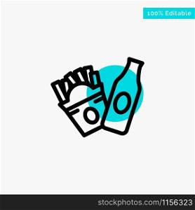 Bottle, Fries, American turquoise highlight circle point Vector icon