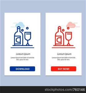 Bottle, Glass, Ireland Blue and Red Download and Buy Now web Widget Card Template
