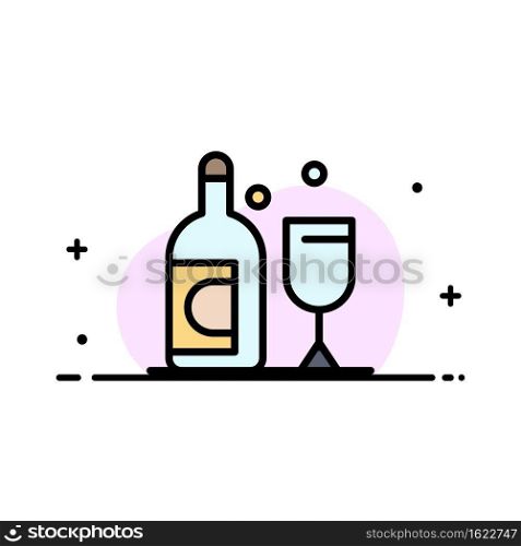 Bottle, Glass, Ireland  Business Flat Line Filled Icon Vector Banner Template