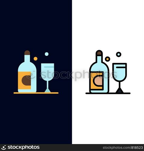 Bottle, Glass, Ireland Icons. Flat and Line Filled Icon Set Vector Blue Background