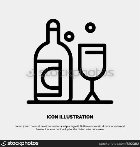 Bottle, Glass, Ireland Line Icon Vector
