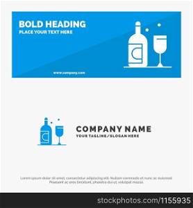 Bottle, Glass, Ireland SOlid Icon Website Banner and Business Logo Template