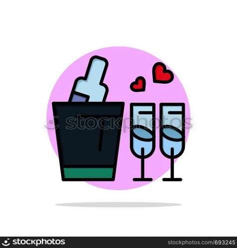 Bottle, Glass, Love, Wedding Abstract Circle Background Flat color Icon