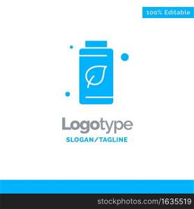 Bottle, Green, Tree, Green Blue Solid Logo Template. Place for Tagline