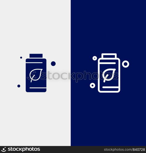 Bottle, Green, Tree, Green Line and Glyph Solid icon Blue banner Line and Glyph Solid icon Blue banner