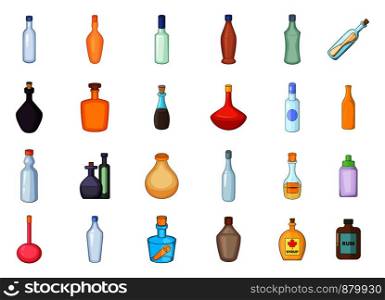 Bottle icon set. Cartoon set of bottle vector icons for web design isolated on white background. Bottle icon set, cartoon style