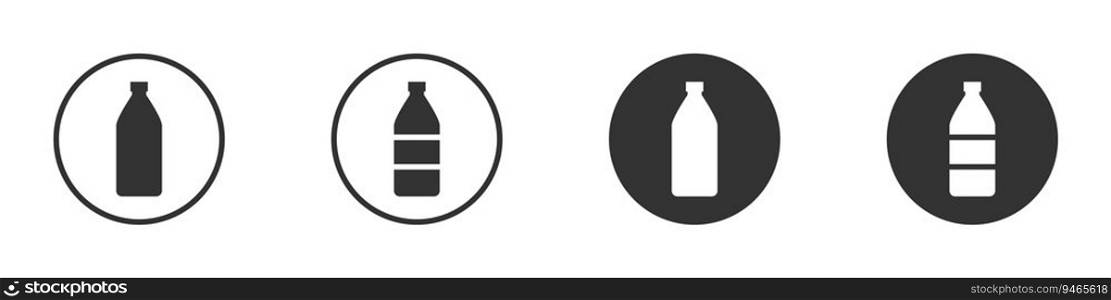 Bottle icon set. Plastic bottle symbol. Flat vector illustration.