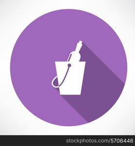 bottle in a bucket icon. Flat modern style vector illustration