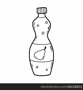 Bottle lemonade from pear. Drink. Vector doodle illustration. Sketch.