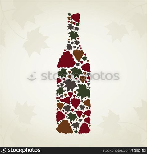Bottle made of grapes. A vector illustration