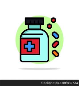 Bottle, Medicine, Tablet Abstract Circle Background Flat color Icon