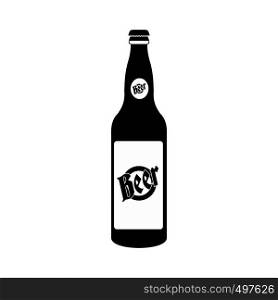 Bottle of beer icon. Black simple style. Bottle of beer icon