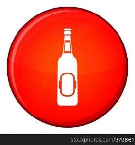 Bottle of beer icon in red circle isolated on white background vector illustration. Bottle of beer icon, flat style