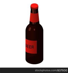 Bottle of beer icon. Isometric of bottle of beer vector icon for web design isolated on white background. Bottle of beer icon, isometric style