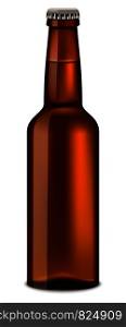 Bottle of beer mockup. Realistic illustration of bottle of beer vector mockup for web design isolated on white background. Bottle of beer mockup, realistic style
