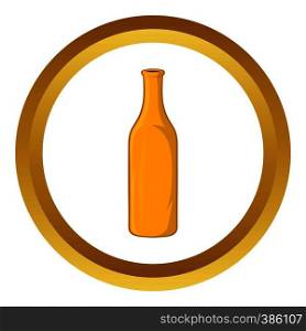 Bottle of beer vector icon in golden circle, cartoon style isolated on white background. Bottle of beer vector icon