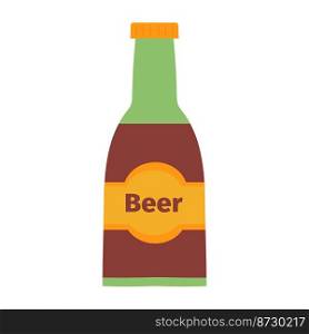 Bottle of beer with inscription on white background. Vector isolated image for beer or bar design. Bottle of beer with inscription on white background