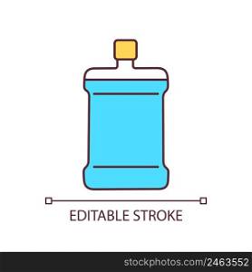 Bottle of clean water RGB color icon. Drinking water reserve preparation. Hydration and healthcare. Isolated vector illustration. Simple filled line drawing. Editable stroke. Arial font used. Bottle of clean water RGB color icon