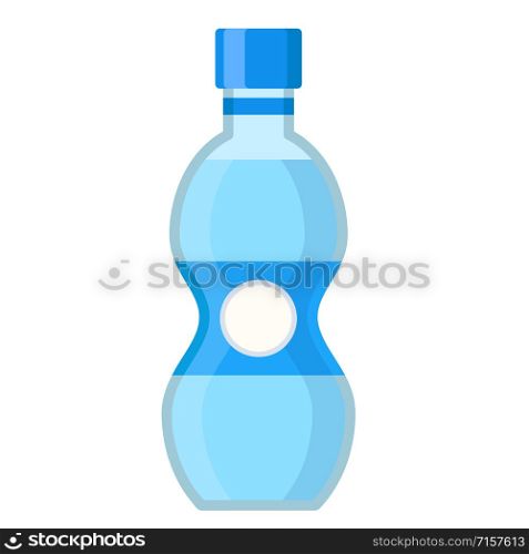 Bottle of clear water in cartoon flat style on white, stock vector illustration
