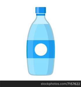 Bottle of clear water in cartoon flat style on white, stock vector illustration