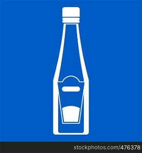 Bottle of ketchup icon white isolated on blue background vector illustration. Bottle of ketchup icon white