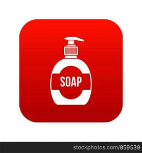Bottle of liquid soap icon digital red for any design isolated on white vector illustration. Bottle of liquid soap icon digital red