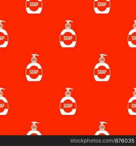 Bottle of liquid soap pattern repeat seamless in orange color for any design. Vector geometric illustration. Bottle of liquid soap pattern seamless