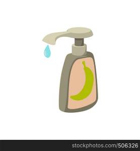 Bottle of lubricating gel with batcher icon in cartoon style on a white background. Bottle of lubricating gel with batcher icon