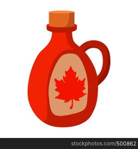 Bottle of maple syrup icon in cartoon style on a white background . Bottle of maple syrup icon, cartoon style