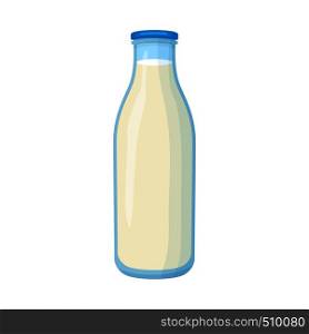 Bottle of milk icon in cartoon style on a white background. Bottle of milk icon, cartoon style