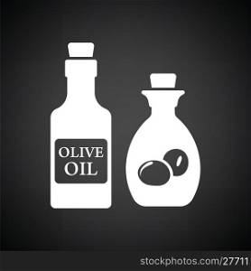 Bottle of olive oil icon. Black background with white. Vector illustration.